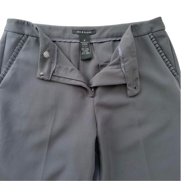 Zac & Rachel Pants Gray Ruffle Pockets Tapered Ankle Office Dress Slacks Size 12 - Picture 4 of 10